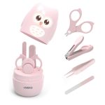 YIVEKO Baby Nail Kit, 4-in-1 Baby Nail Care Set with Cute Case, Baby Nail Clippers, Scissors, Nail File & Tweezers, Baby Manicure Kit and Pedicure kit for Newborn, Infant, Toddler, Kids-Owl Green